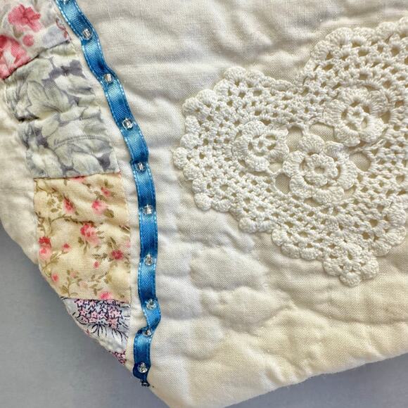 Quilted wedding ring patchwork vest handmade size medium-large grannycore cottag - Picture 12 of 16